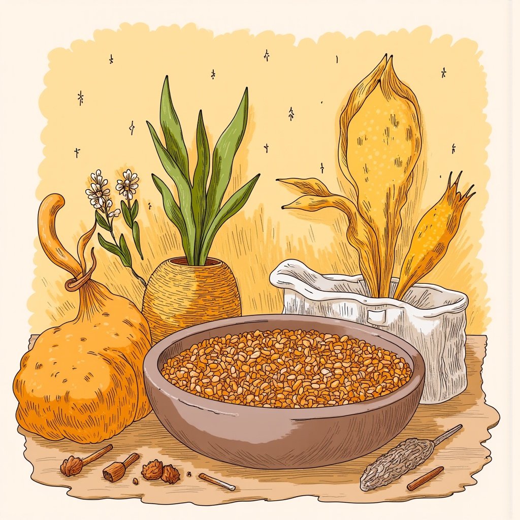 Слово ПШЕНО - рисованная илюстрация